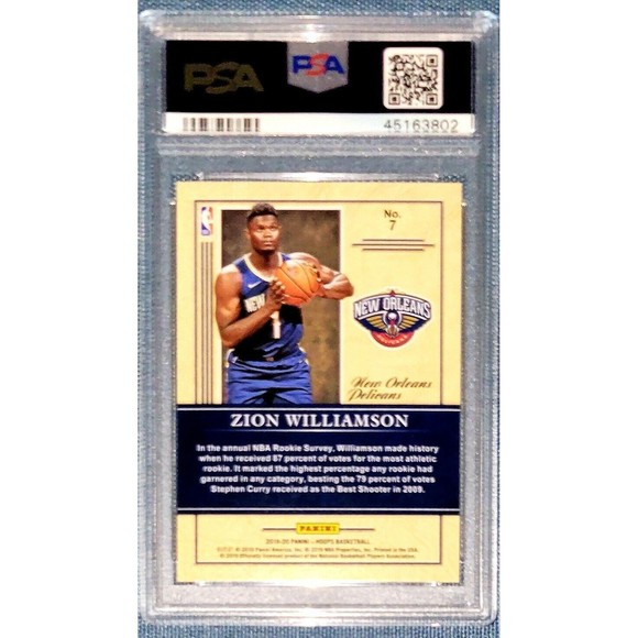 2019 PANINI HOOPS ZION WILLIAMSON #7 PSA 10 GEM MINT Class of 2019 Winter - Picture 2 of 2